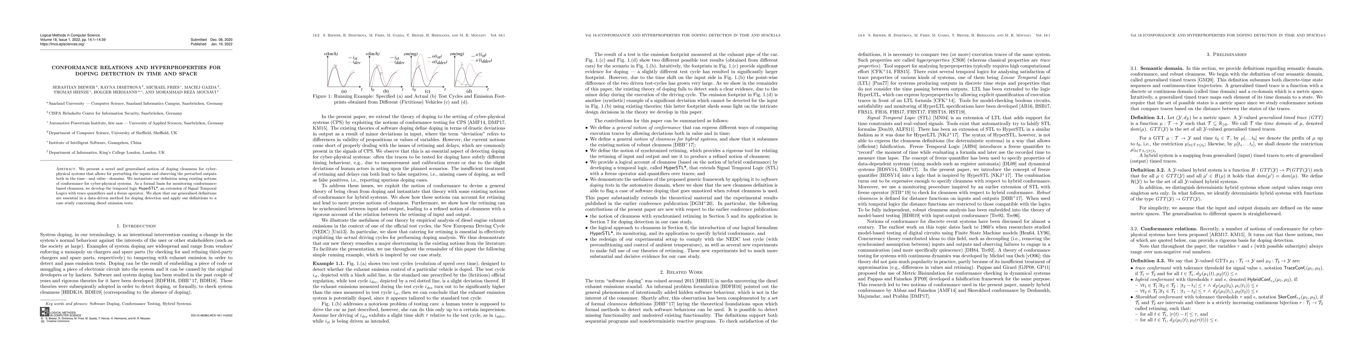 Thumbnail for Conformance Relations and Hyperproperties for Doping Detection in Time
  and Space