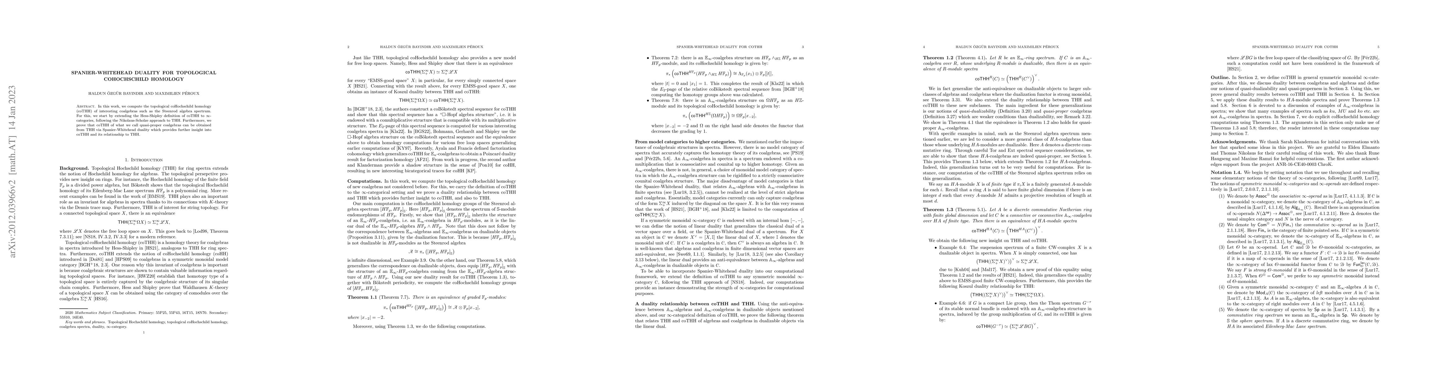 Thumbnail for Spanier-Whitehead duality for topological coHochschild homology