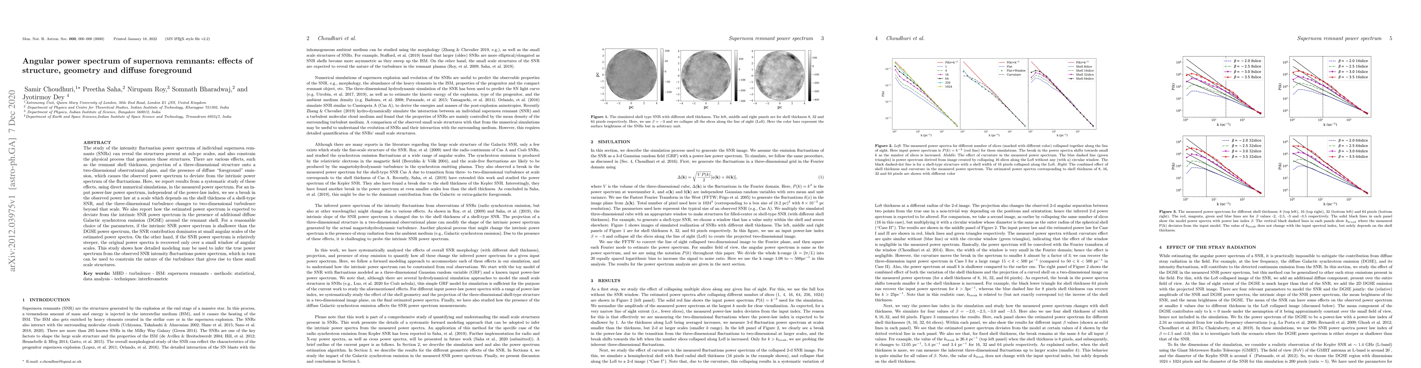 Thumbnail for Angular power spectrum of supernova remnants: effects of structure,
  geometry and diffuse foreground