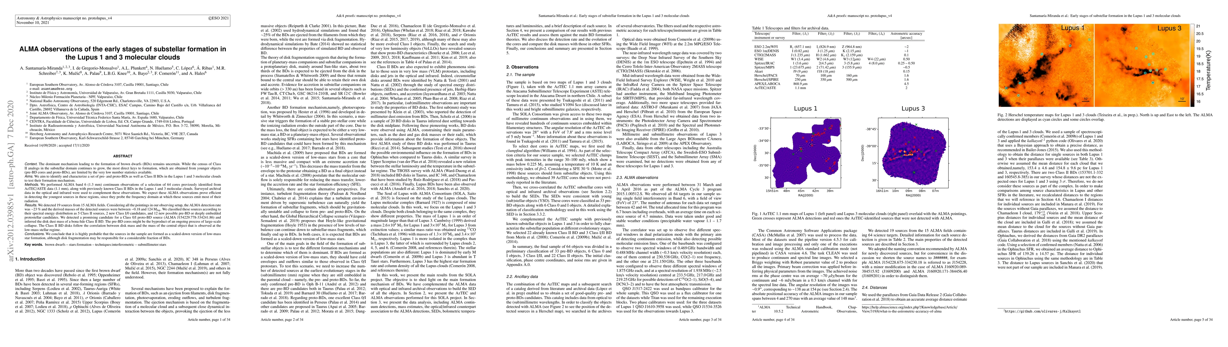 Thumbnail for ALMA observations of the early stages of substellar formation in the
  Lupus 1 and 3 molecular clouds