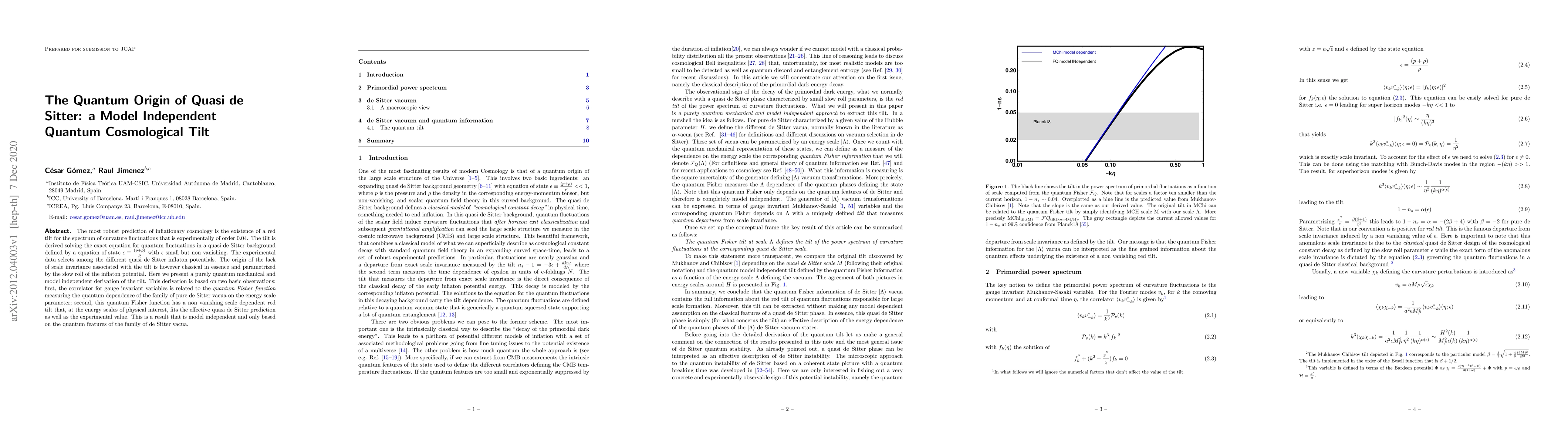 Thumbnail for The Quantum Origin of Quasi de Sitter: a Model Independent Quantum
  Cosmological Tilt