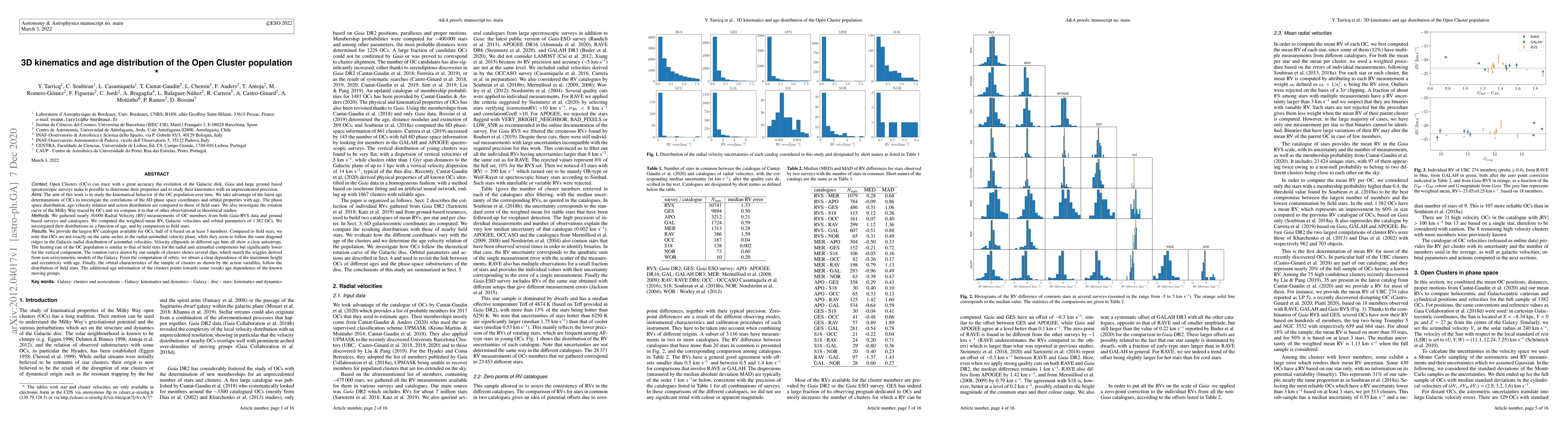 Thumbnail for 3D kinematics and age distribution of the Open Cluster population