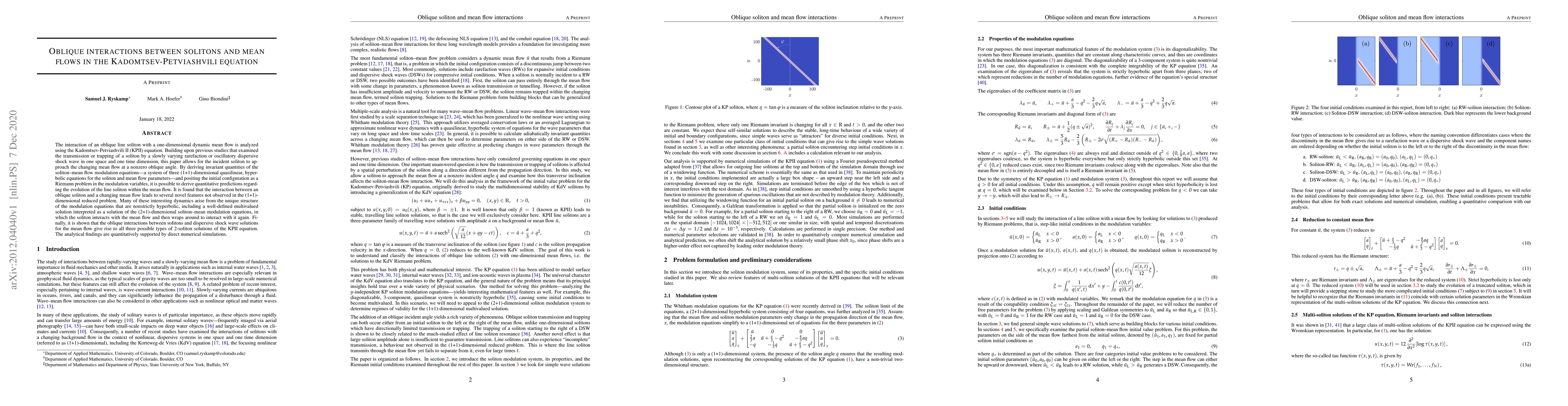 Thumbnail for Oblique interactions between solitons and mean flows in the
  Kadomtsev-Petviashvili equation