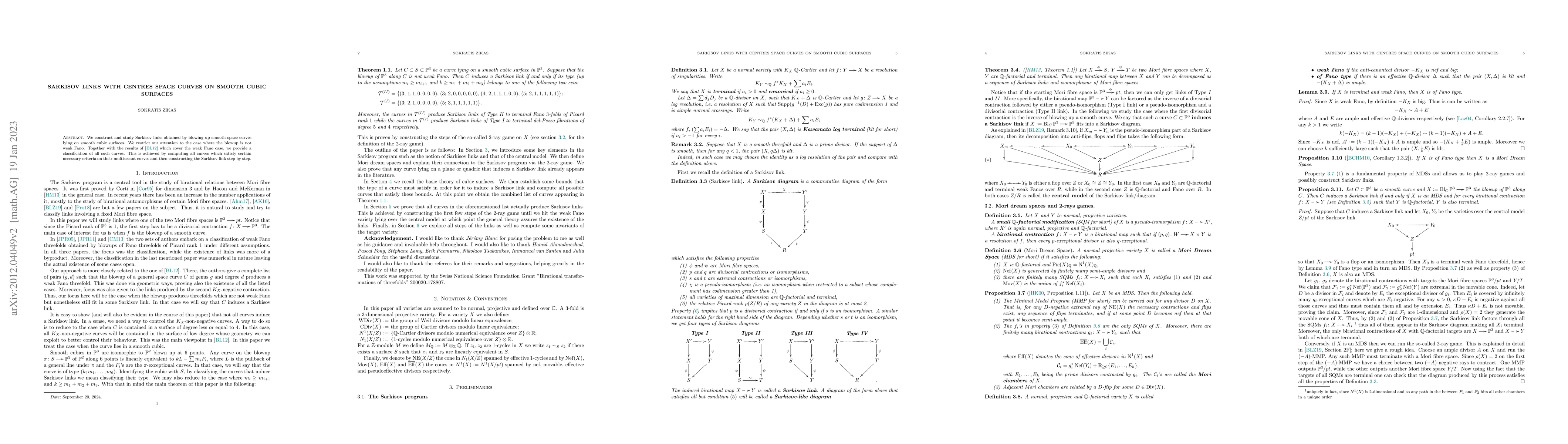 Thumbnail for Sarkisov Links with centres space curves on smooth cubic surfaces