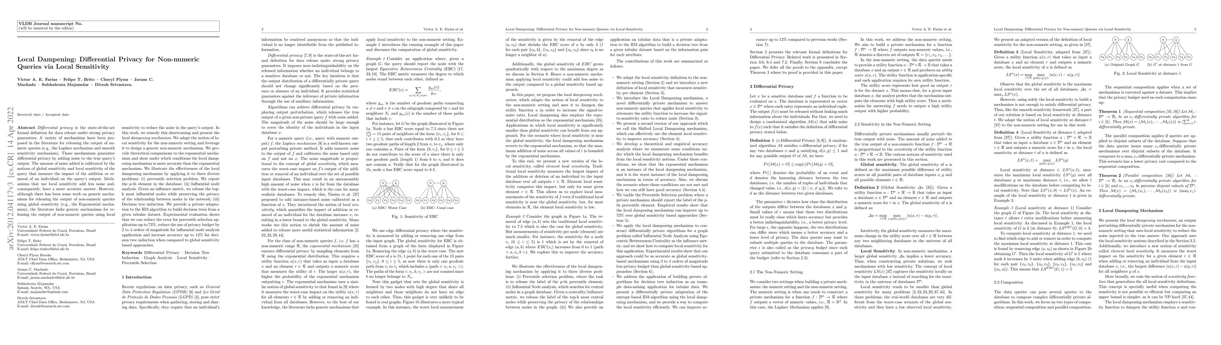 Thumbnail for Local Dampening: Differential Privacy for Non-numeric Queries via Local
  Sensitivity
