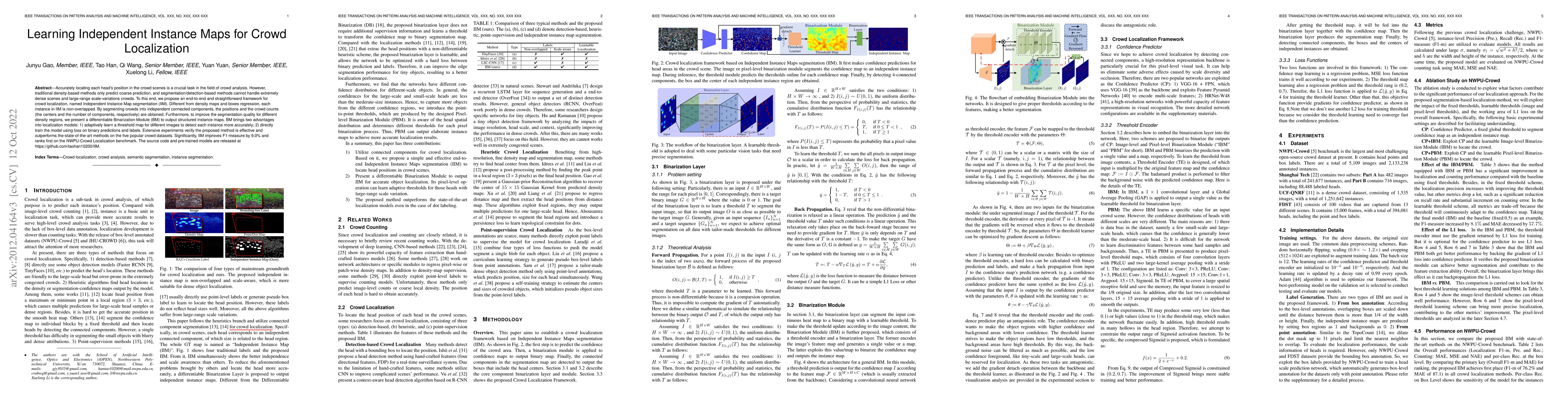 Thumbnail for Learning Independent Instance Maps for Crowd Localization