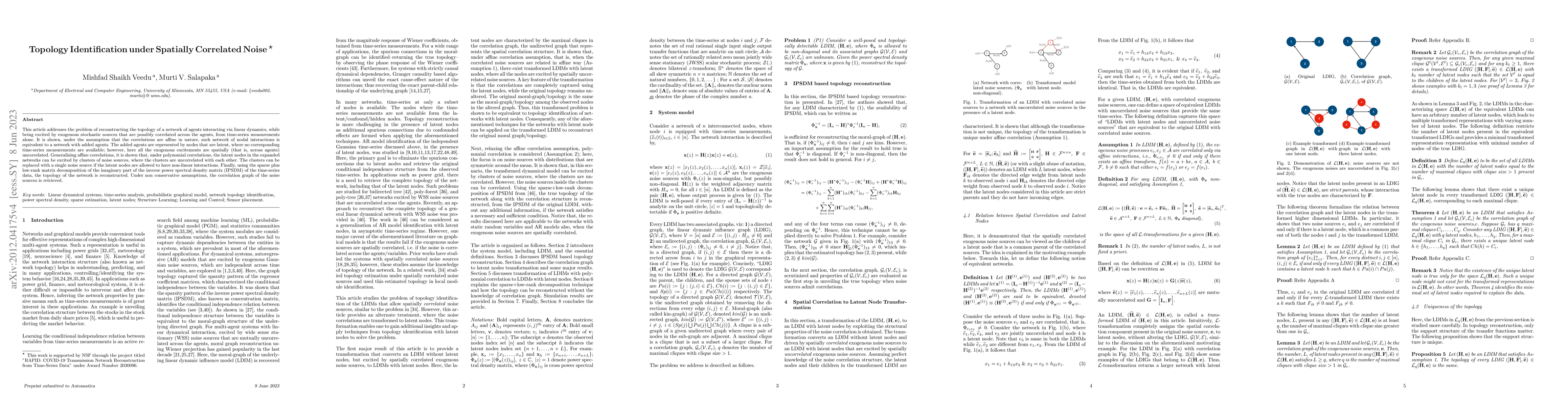 Thumbnail for Topology Identification under Spatially Correlated Noise
