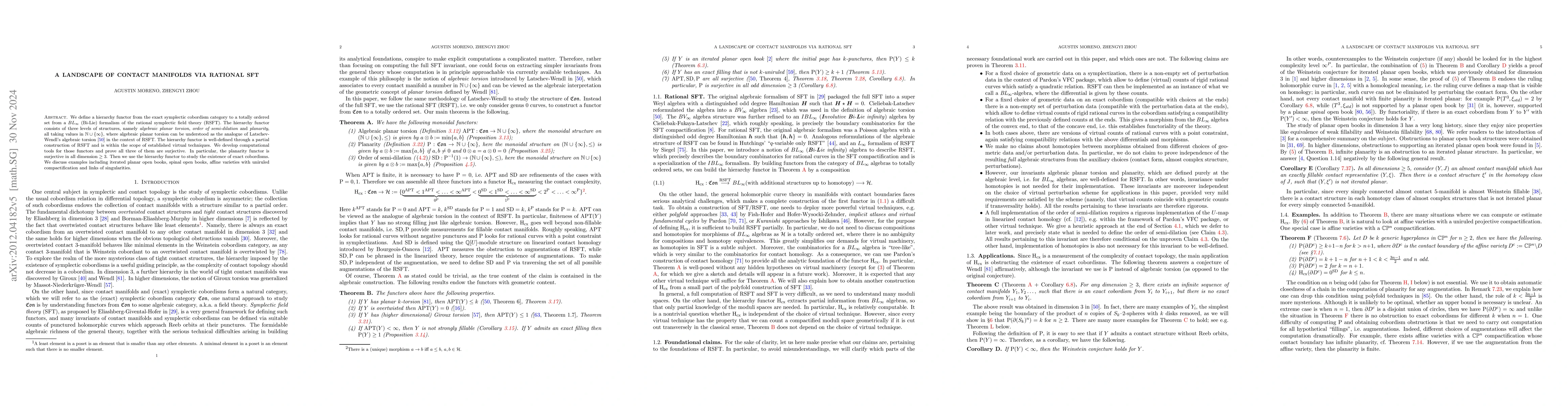 Thumbnail for A landscape of contact manifolds via rational SFT