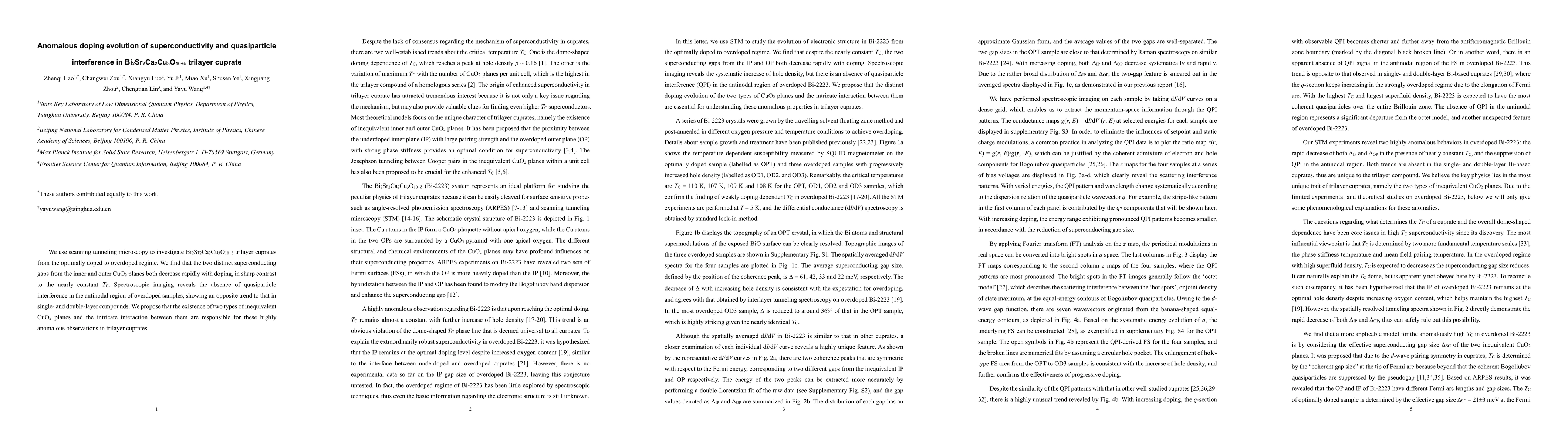 Thumbnail for Anomalous doping evolution of superconductivity and quasiparticle
  interference in Bi2Sr2Ca2Cu3O10+{\delta} trilayer cuprates