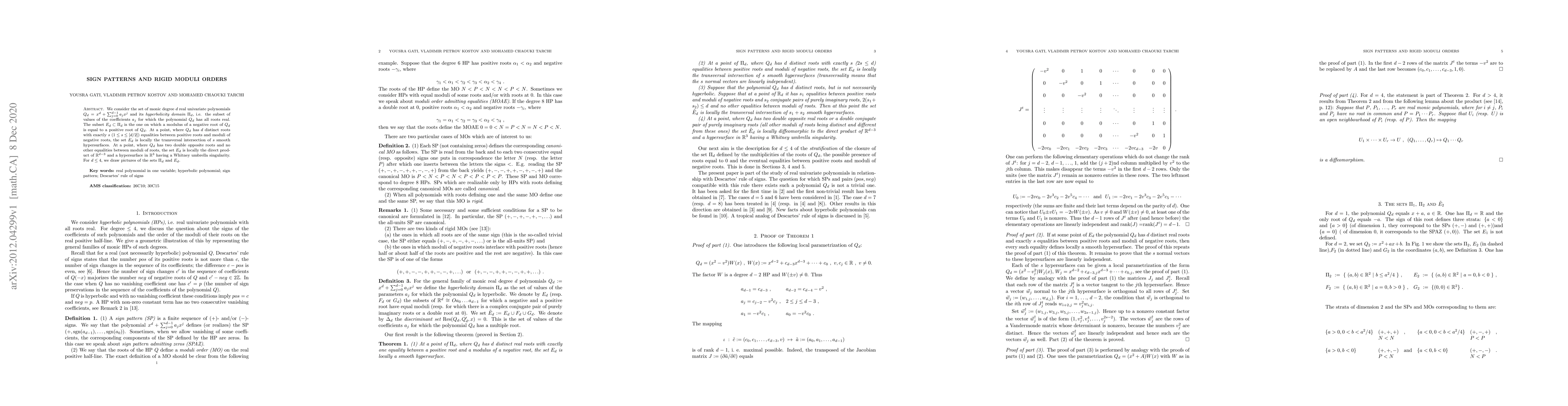 Thumbnail for Sign patterns and rigid moduli orders