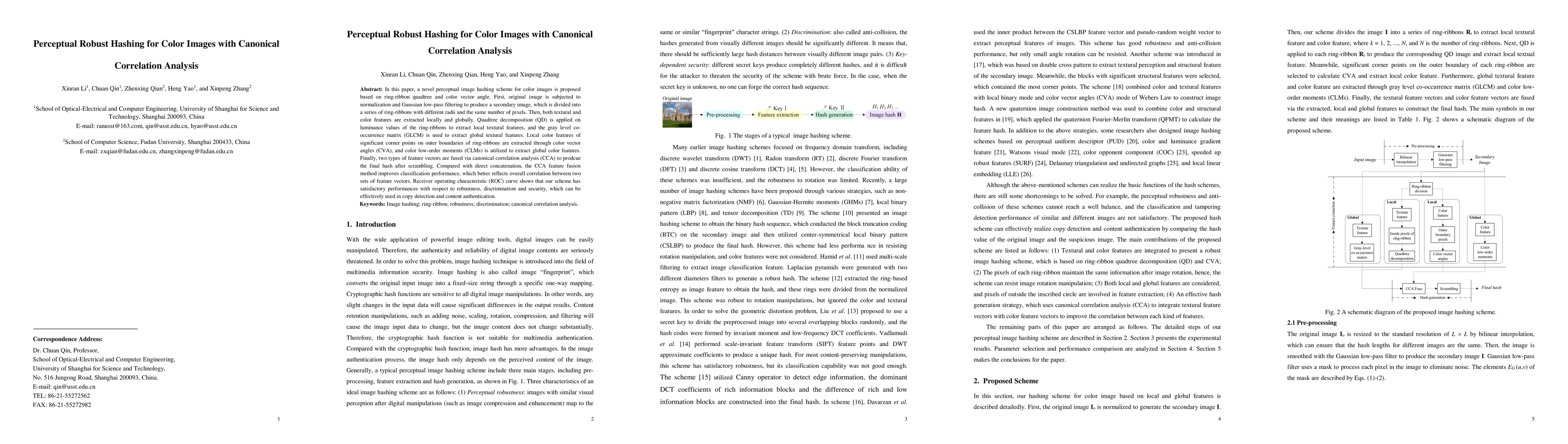 Thumbnail for Perceptual Robust Hashing for Color Images with Canonical Correlation
  Analysis