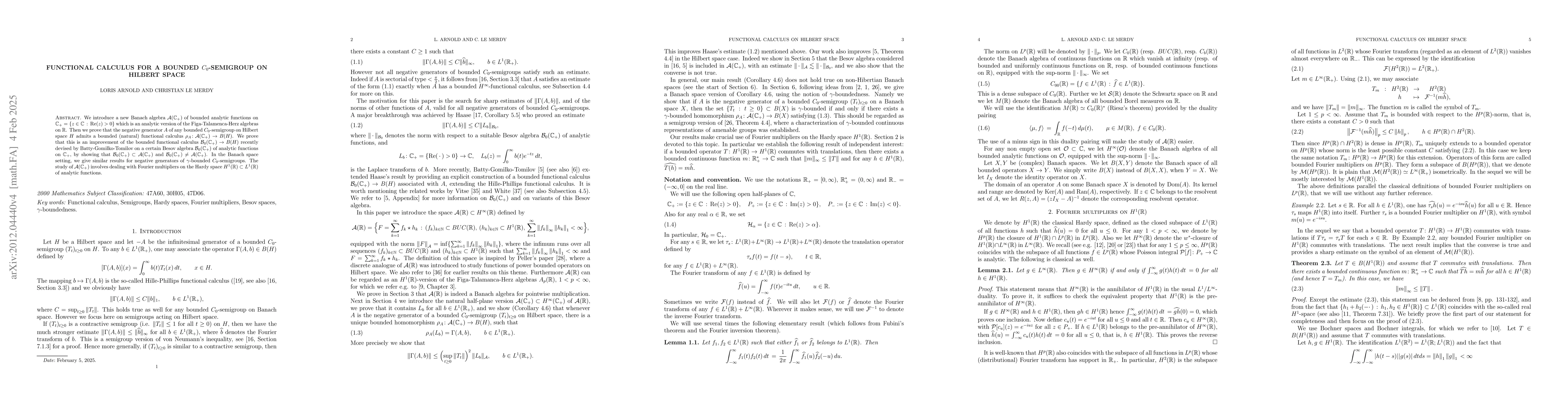 Thumbnail for Functional calculus for a bounded $C_0$-semigroup on Hilbert space