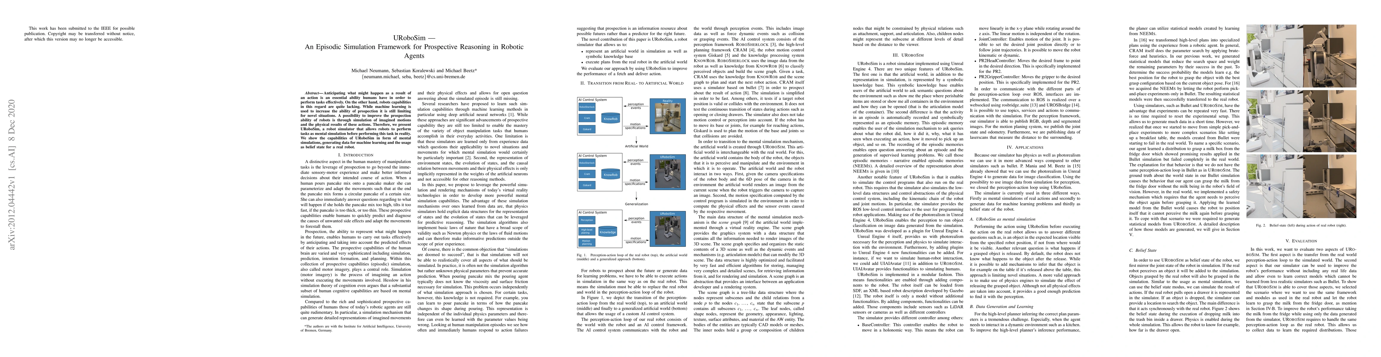 Thumbnail for URoboSim -- An Episodic Simulation Framework for Prospective Reasoning
  in Robotic Agents