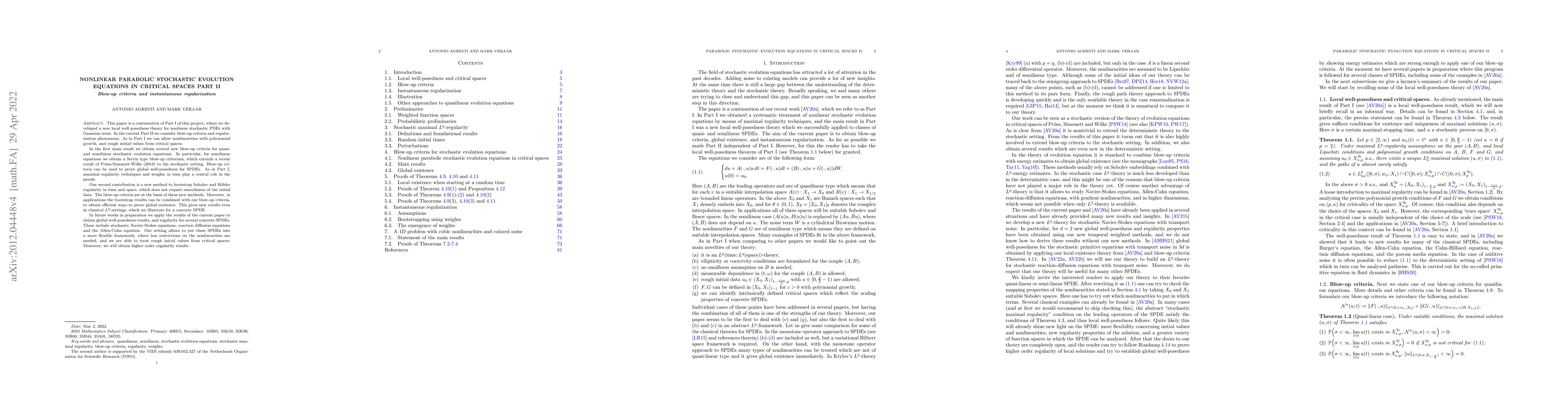Thumbnail for Nonlinear parabolic stochastic evolution equations in critical spaces
  Part II. Blow-up criteria and instantaneous regularization