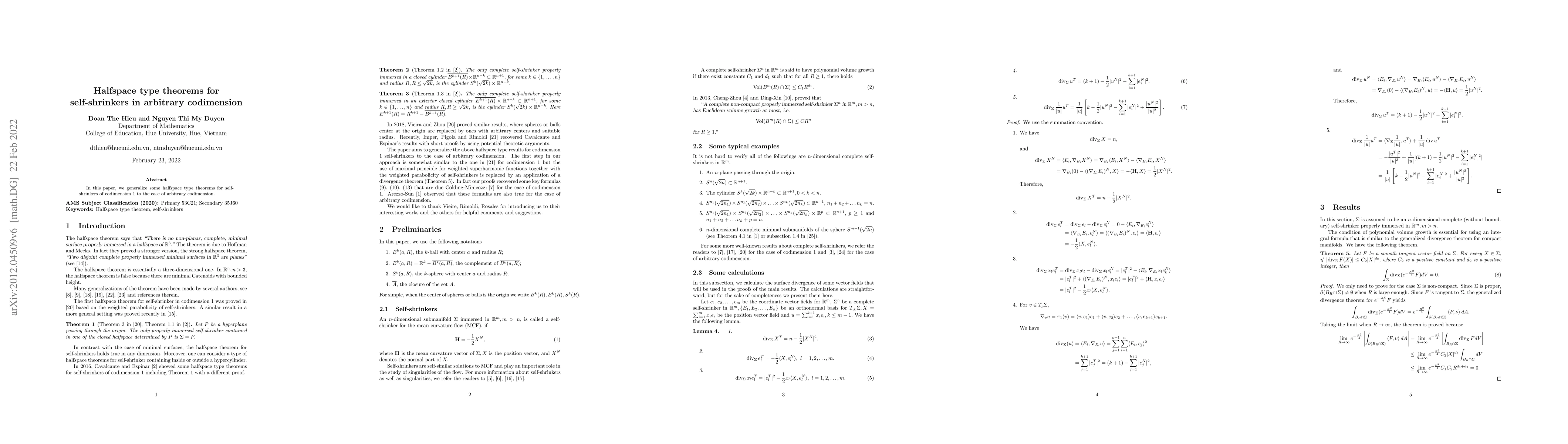 Thumbnail for Halfspace type theorems for self-shrinkers in arbitrary codimension