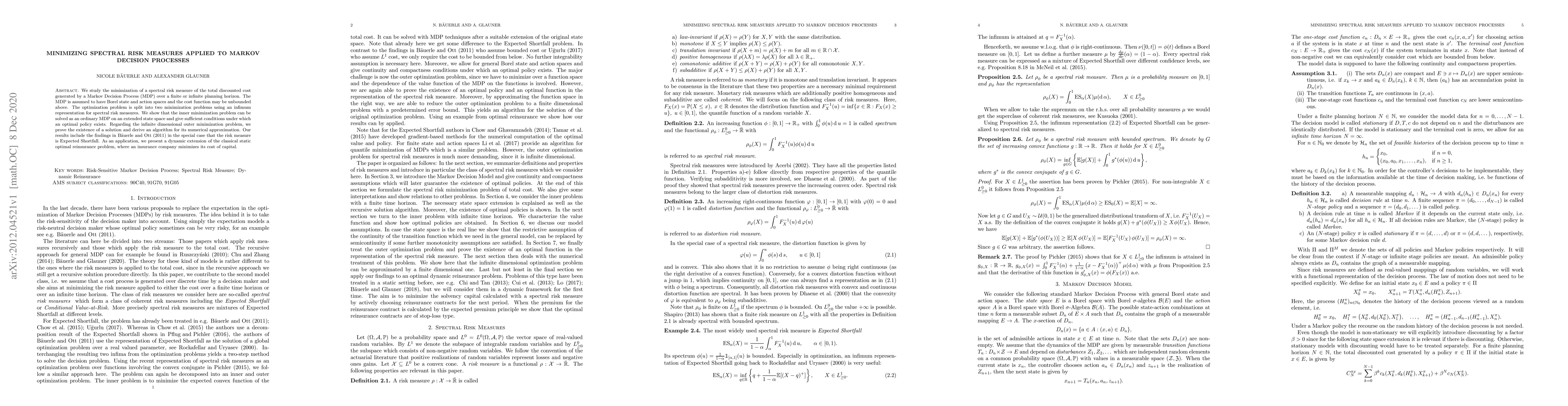 Thumbnail for Minimizing Spectral Risk Measures Applied to Markov Decision Processes