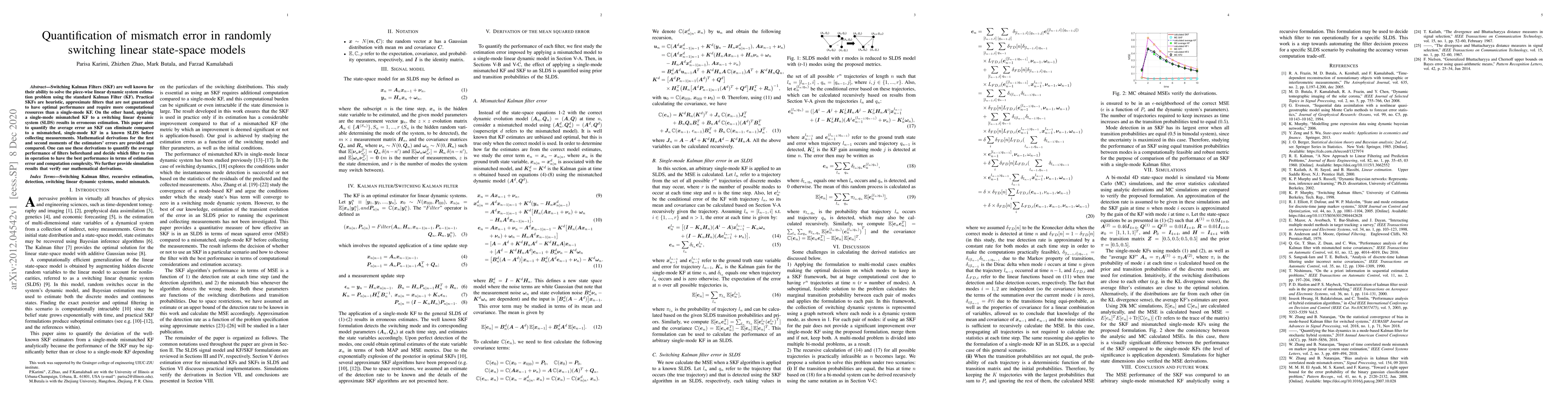 Thumbnail for Quantification of mismatch error in randomly switching linear
  state-space models