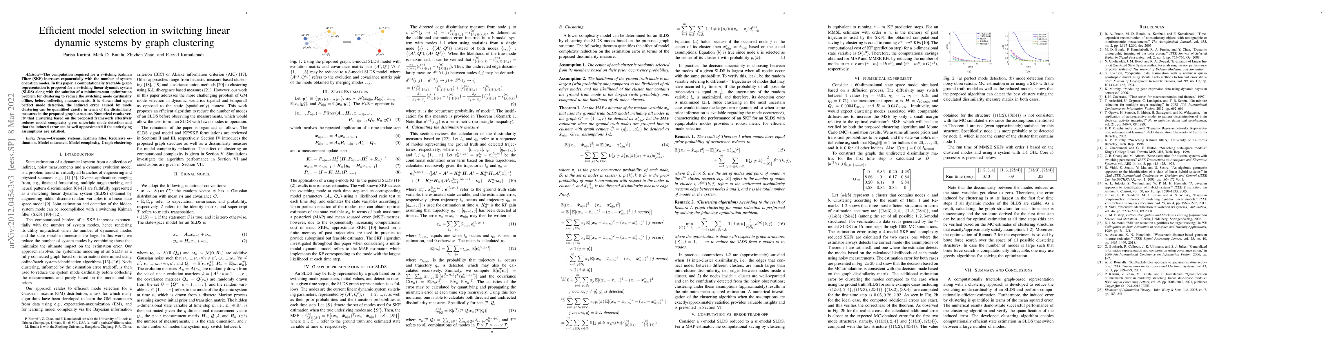 Thumbnail for Efficient model selection in switching linear dynamic systems by graph
  clustering