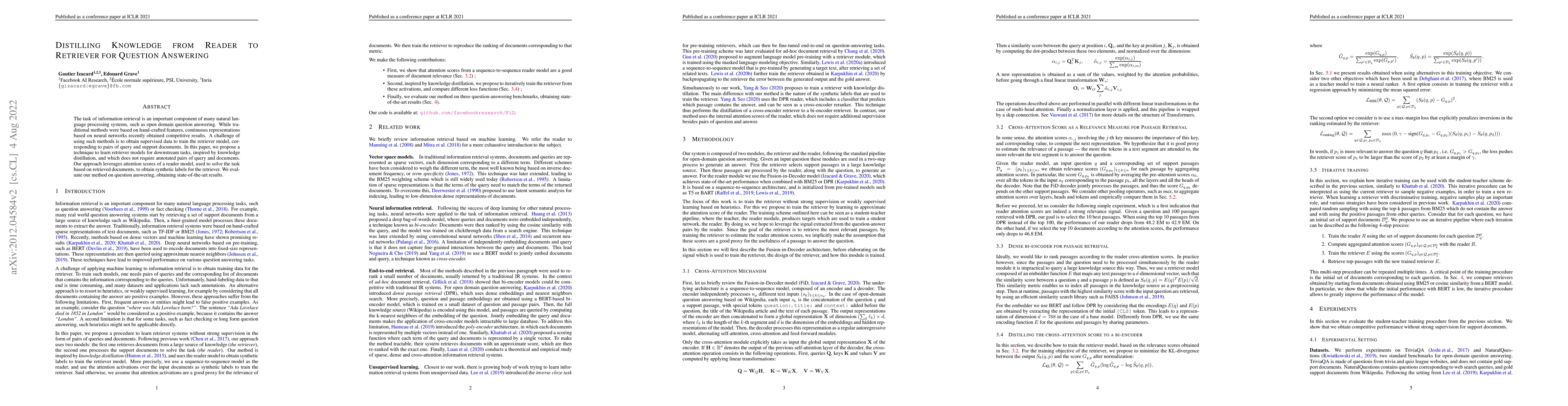 Thumbnail for Distilling Knowledge from Reader to Retriever for Question Answering