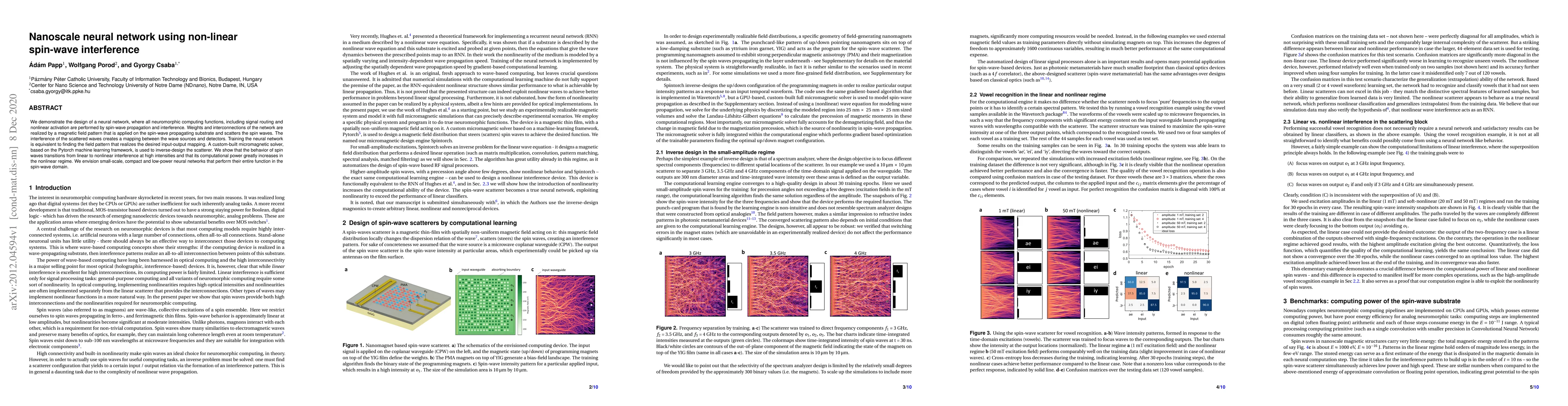 Thumbnail for Nanoscale neural network using non-linear spin-wave interference