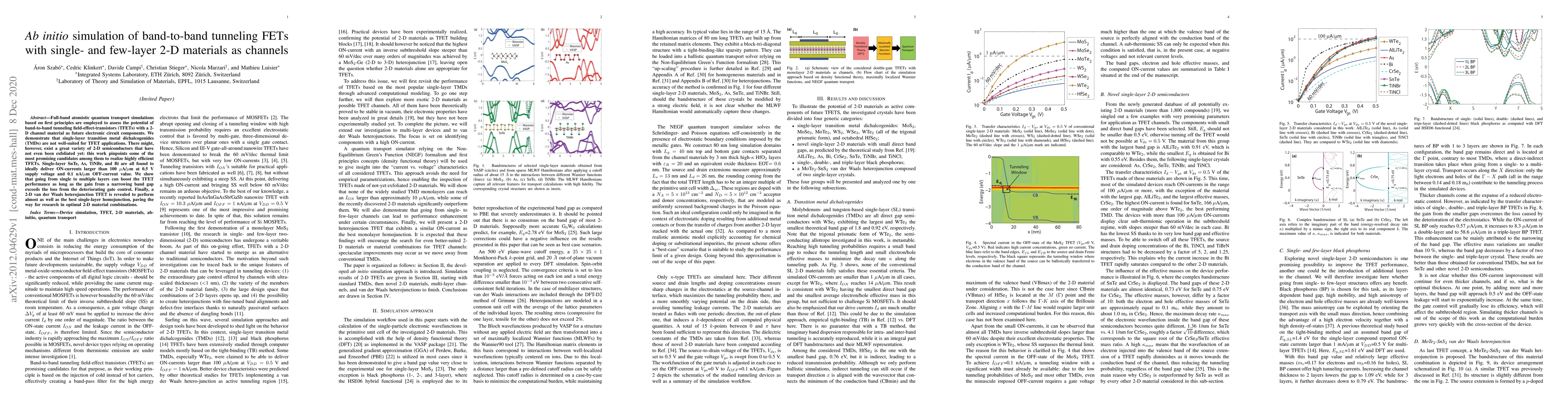 Thumbnail for Ab initio simulation of band-to-band tunneling FETs with single- and
  few-layer 2-D materials as channels
