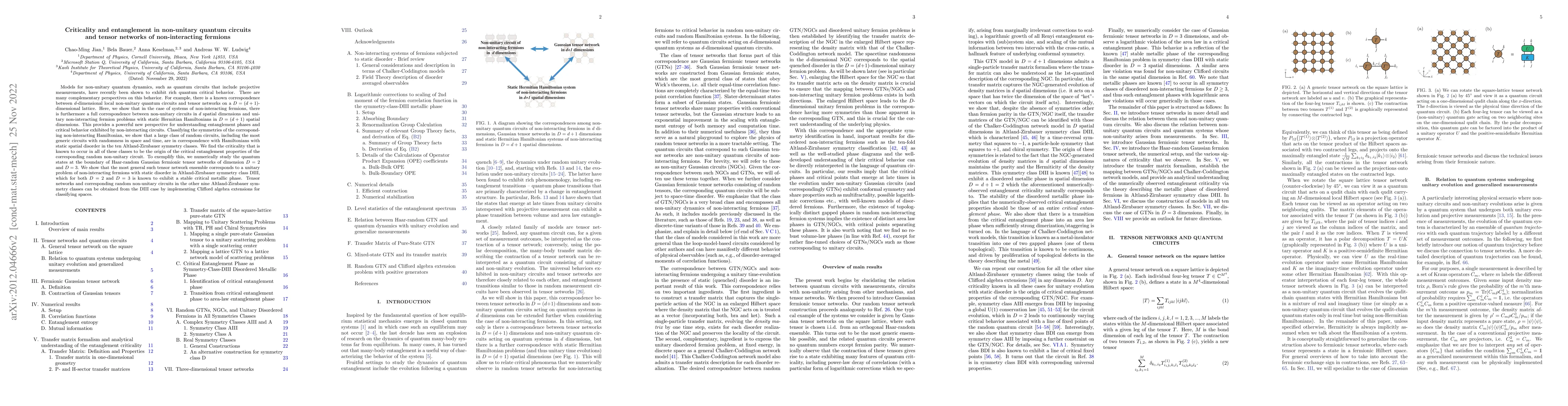 Thumbnail for Criticality and entanglement in non-unitary quantum circuits and tensor
  networks of non-interacting fermions