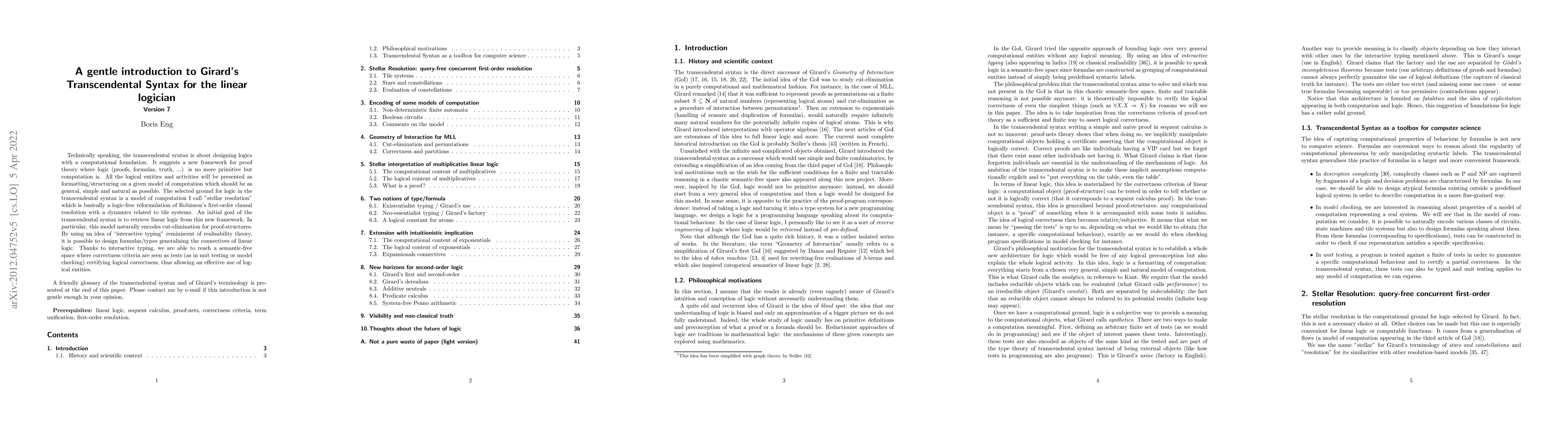 Thumbnail for A gentle introduction to Girard's Transcendental Syntax for the linear
  logician