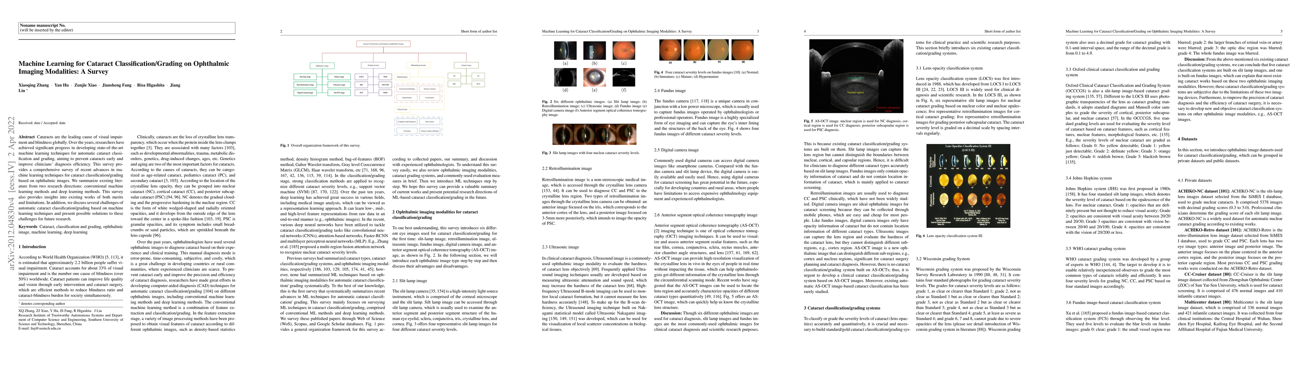 Thumbnail for Machine Learning for Cataract Classification and Grading on Ophthalmic
  Imaging Modalities: A Survey