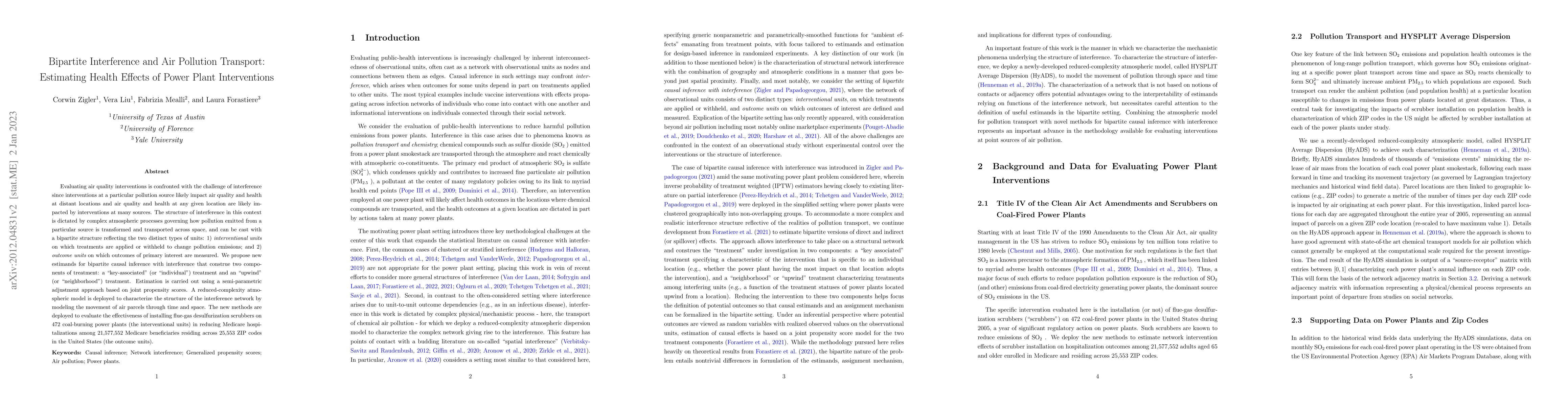 Thumbnail for Bipartite Interference and Air Pollution Transport: Estimating Health
  Effects of Power Plant Interventions