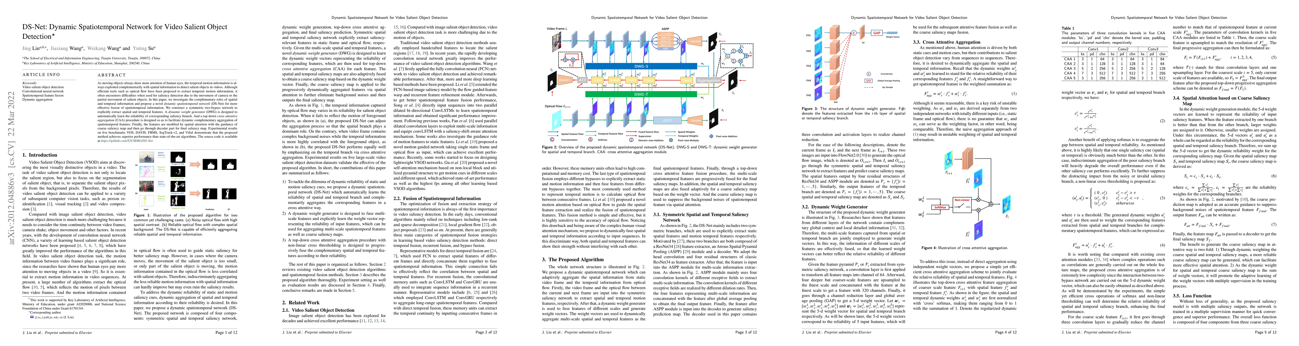 Thumbnail for DS-Net: Dynamic Spatiotemporal Network for Video Salient Object
  Detection