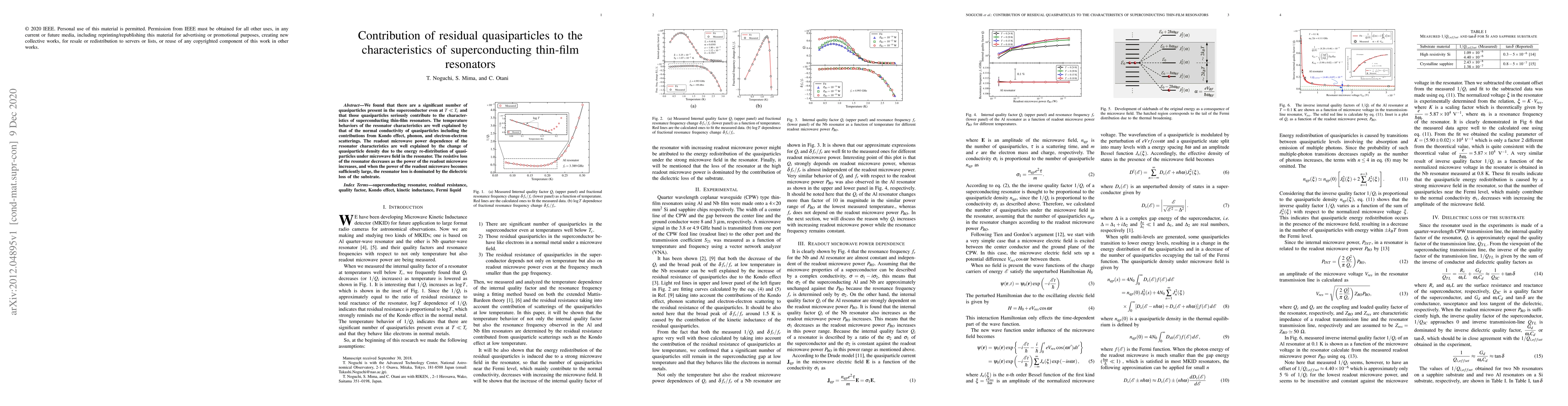 Thumbnail for Contribution of residual quasiparticles to the characteristics of
  superconducting thin-film resonators