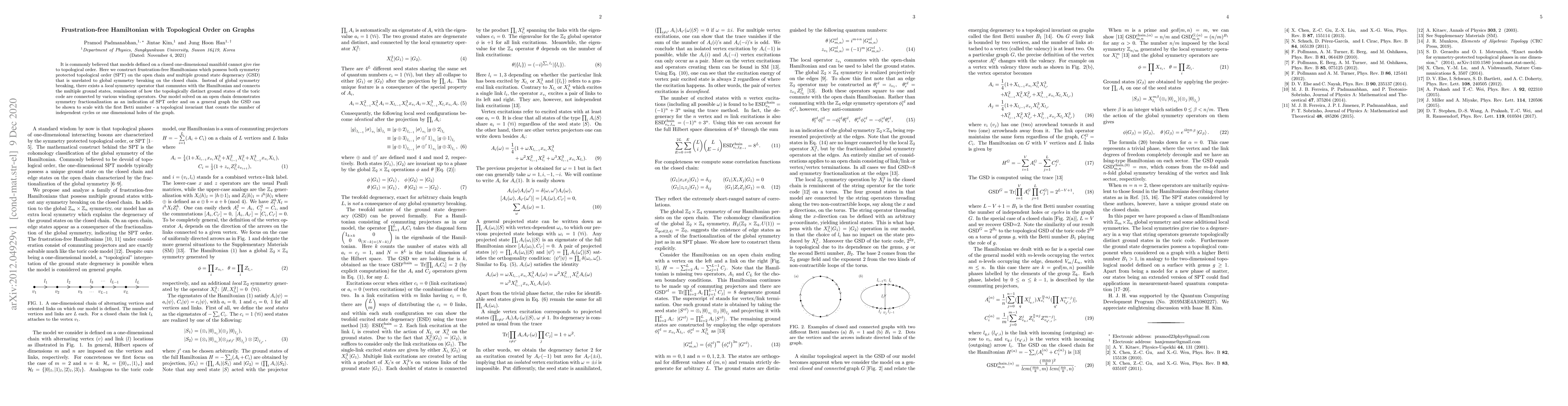 Thumbnail for Frustration-free Hamiltonian with Topological Order on Graphs