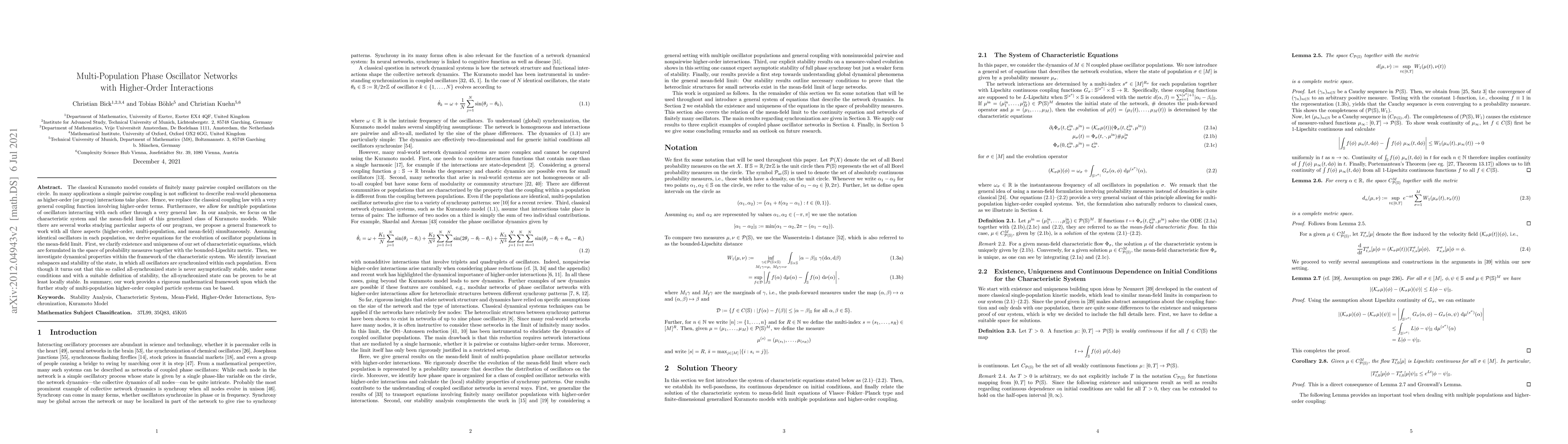 Thumbnail for Multi-Population Phase Oscillator Networks with Higher-Order
  Interactions