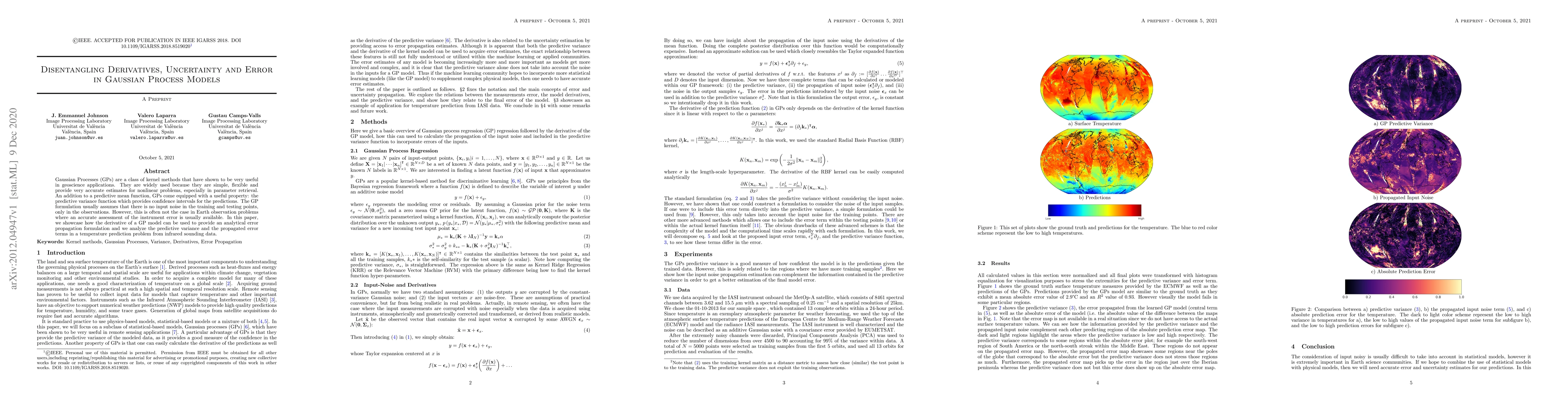 Thumbnail for Disentangling Derivatives, Uncertainty and Error in Gaussian Process
  Models