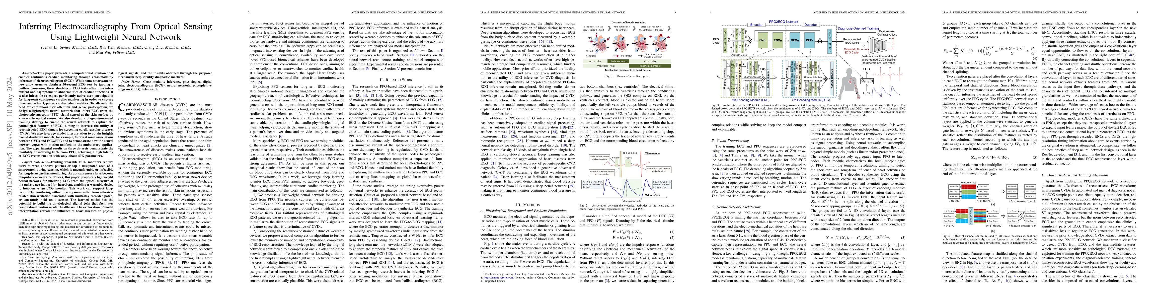 Thumbnail for Inferring ECG from PPG for Continuous Cardiac Monitoring Using
  Lightweight Neural Network