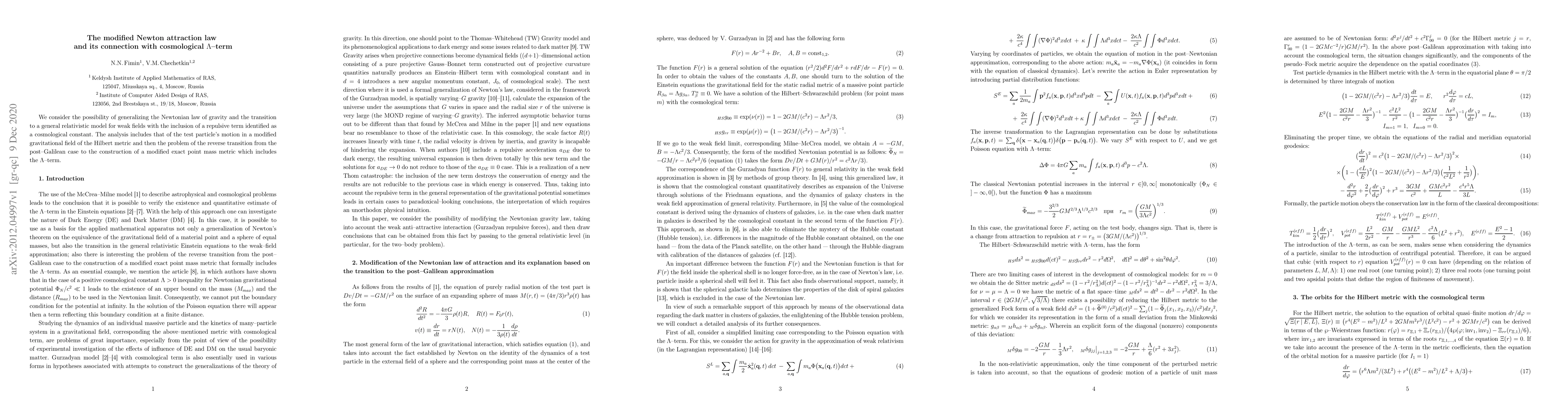 Thumbnail for The modified Newton attraction law and its connection with cosmological
  $\Lambda$--term