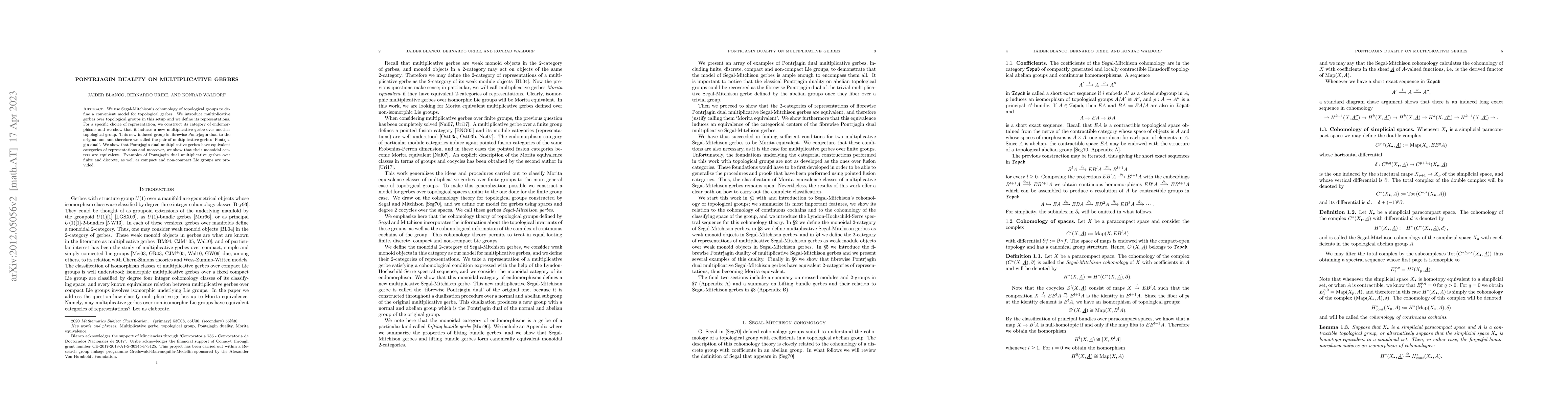 Thumbnail for Pontrjagin duality on multiplicative Gerbes