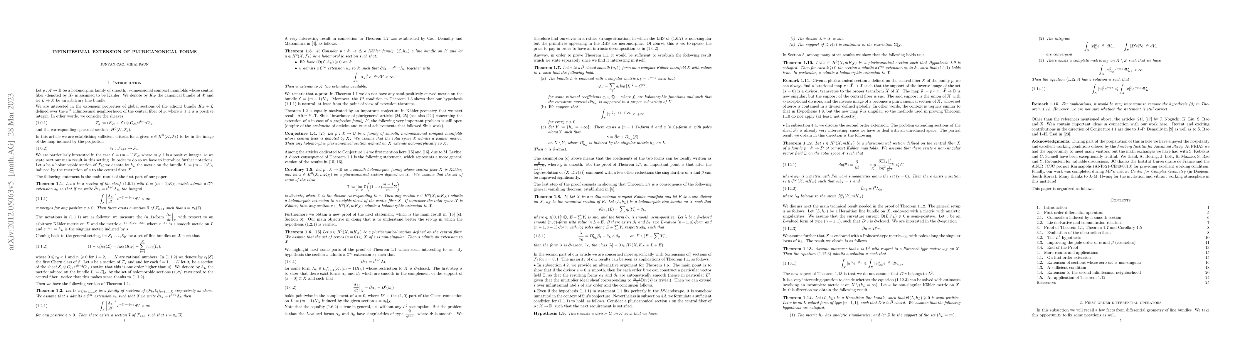 Thumbnail for Infinitesimal extension of pluricanonical forms
