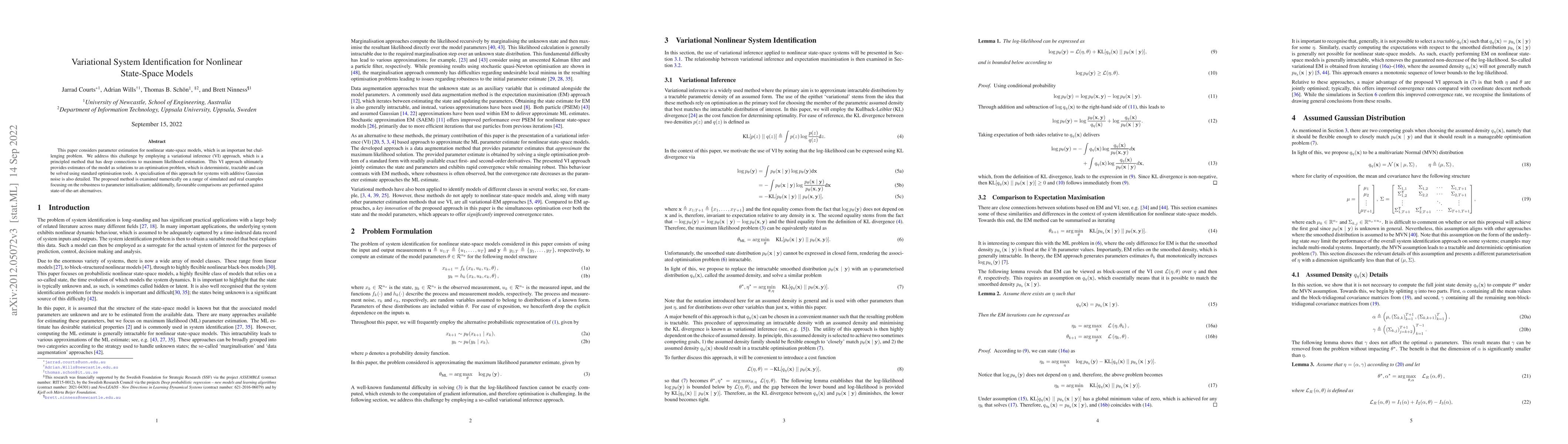 Thumbnail for Variational System Identification for Nonlinear State-Space Models