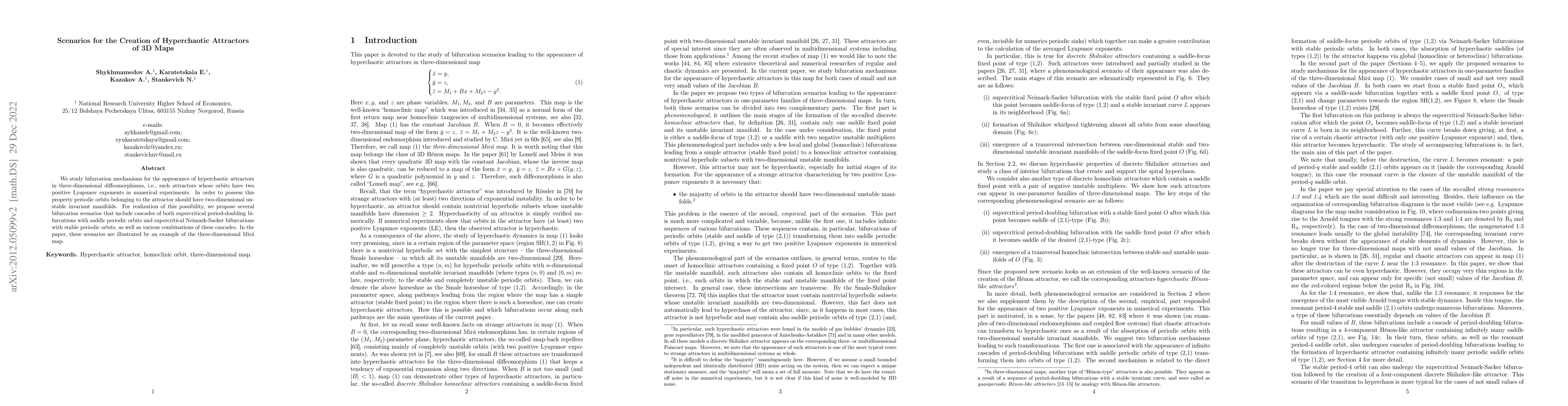 Thumbnail for Scenarios for the Creation of Hyperchaotic Attractors of 3D Maps