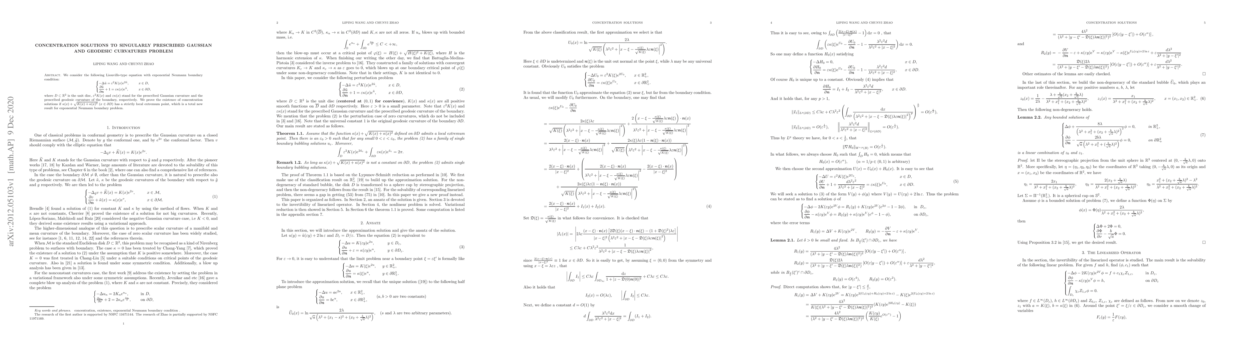 Thumbnail for Concentration solutions to singularly prescribed Gaussian and geodesic
  curvatures problem