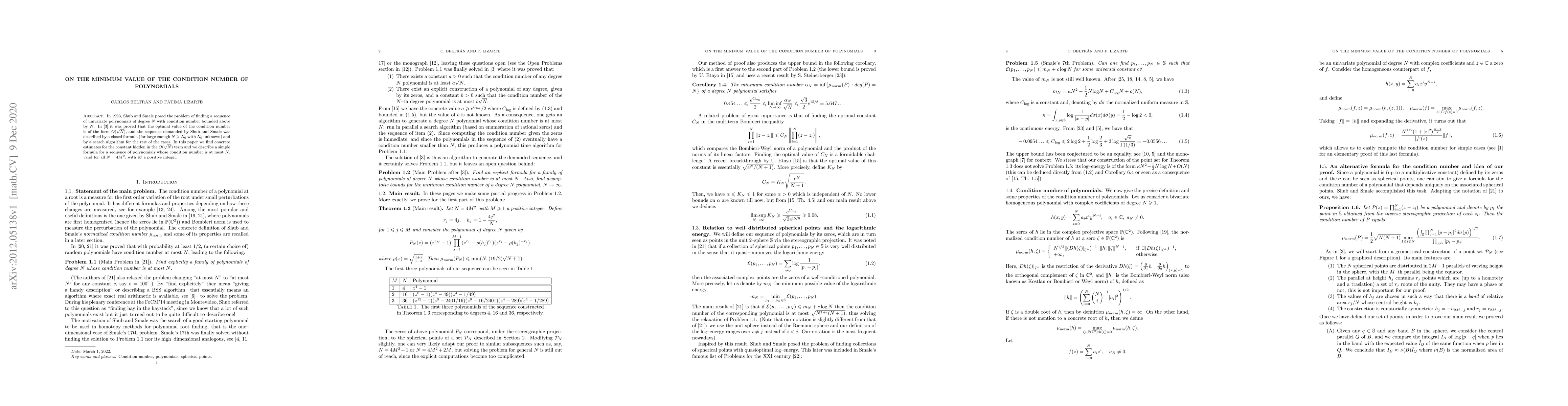 Thumbnail for On the minimum value of the condition number of polynomials