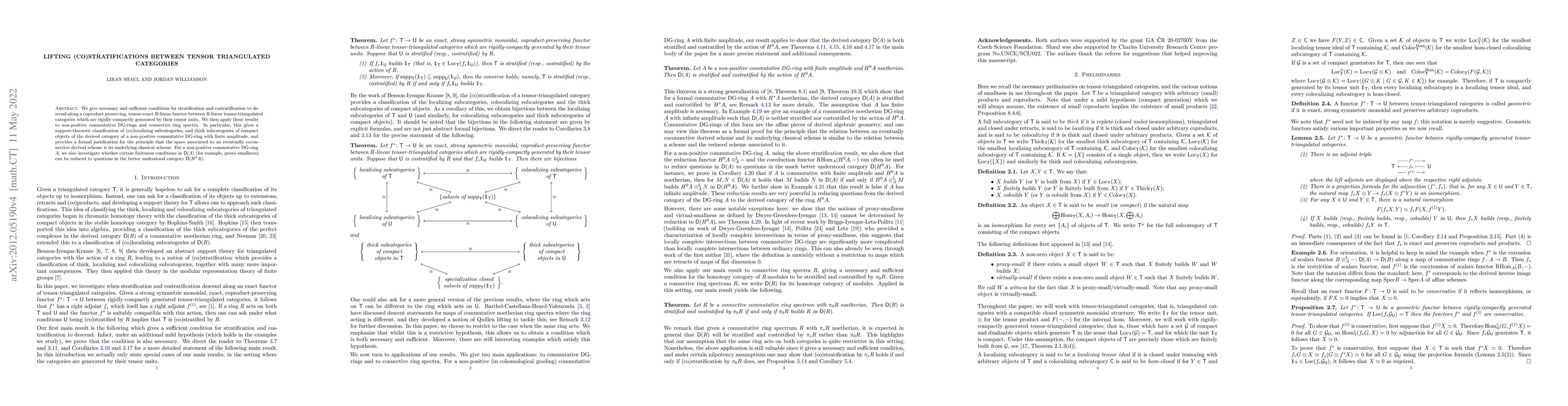 Thumbnail for Lifting (co)stratifications between tensor triangulated categories