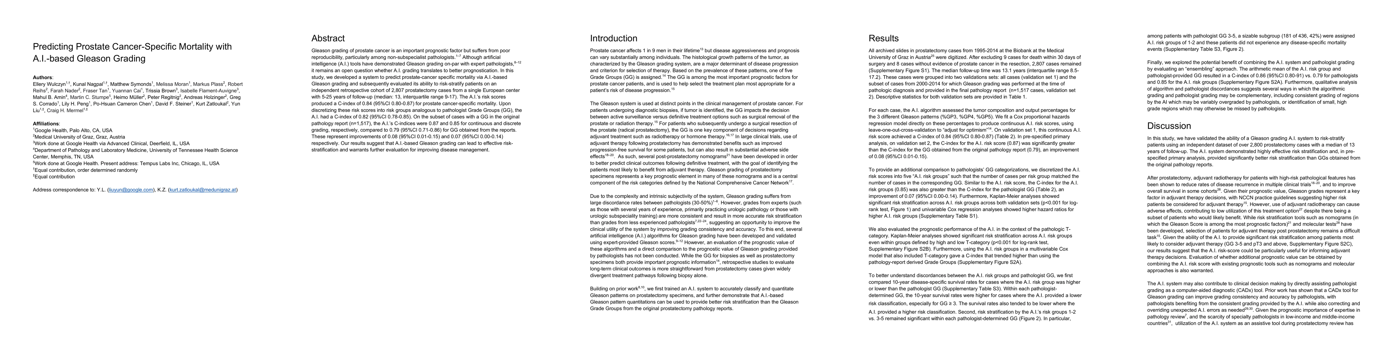 Thumbnail for Predicting Prostate Cancer-Specific Mortality with A.I.-based Gleason
  Grading