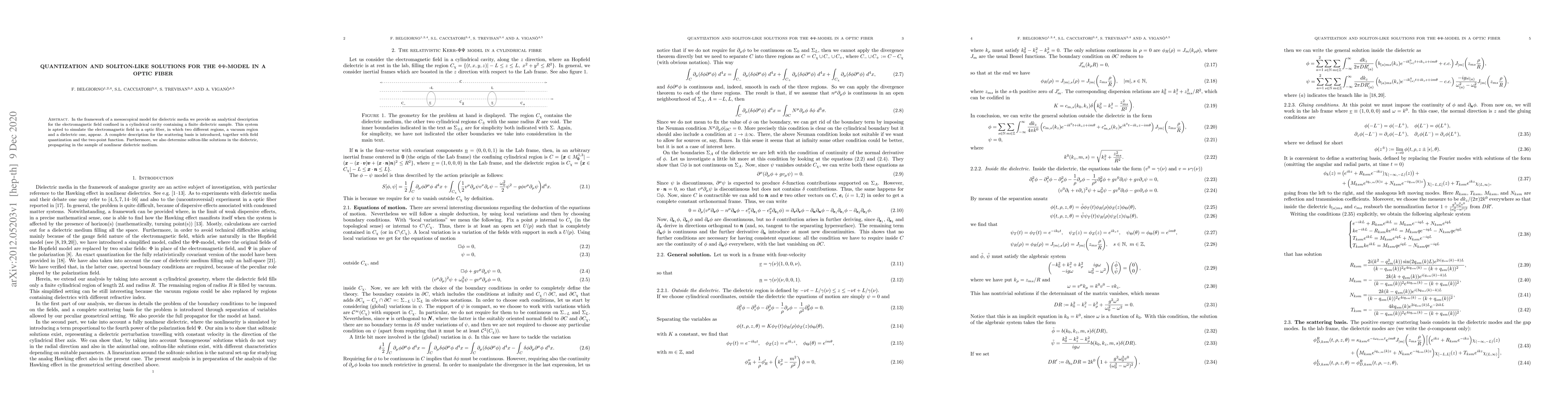 Thumbnail for Quantization and soliton-like solutions for the $\Phi\Psi$-model in a
  optic fiber