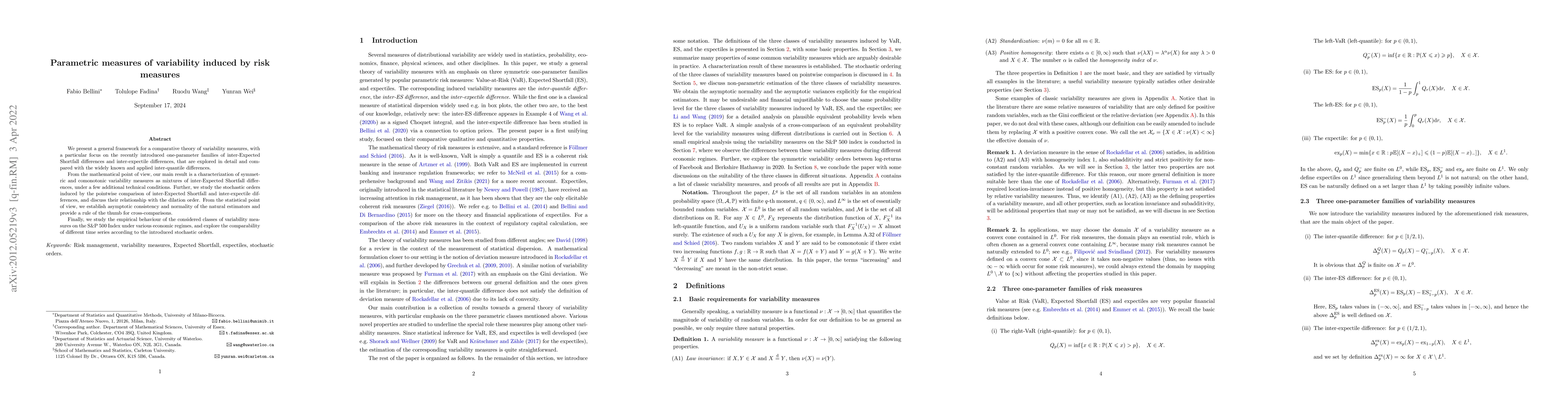 Thumbnail for Parametric measures of variability induced by risk measures
