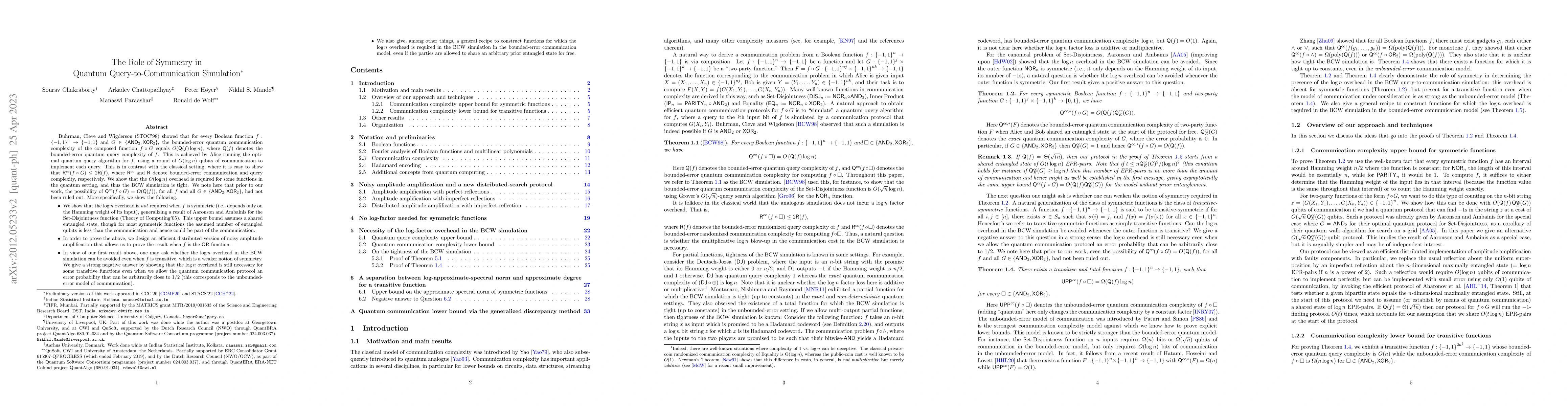Thumbnail for The Role of Symmetry in Quantum Query-to-Communication Simulation