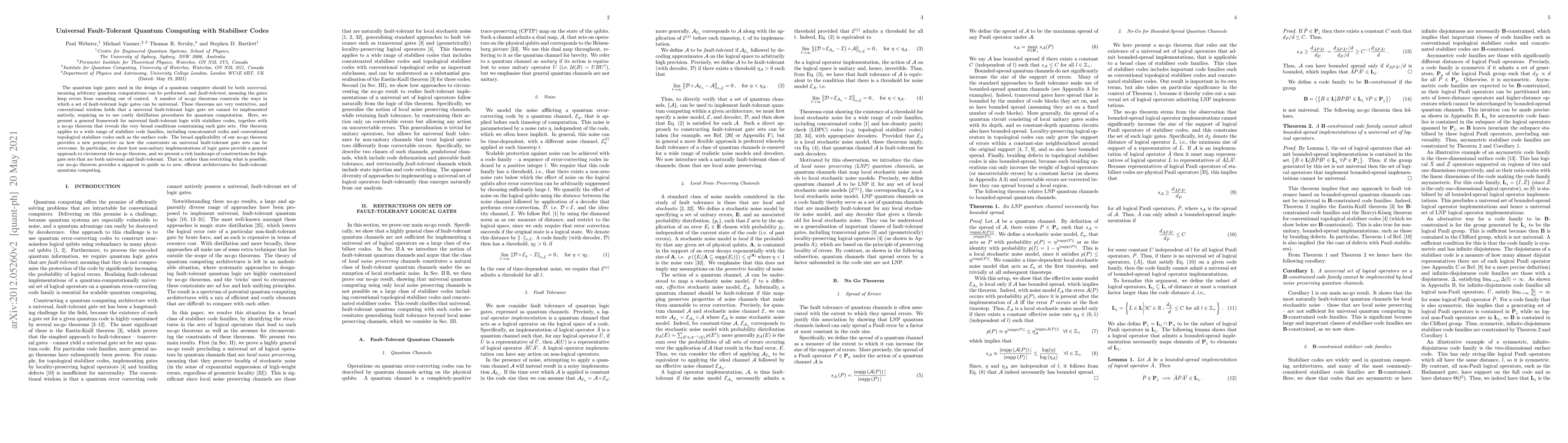 Thumbnail for Universal Fault-Tolerant Quantum Computing with Stabiliser Codes