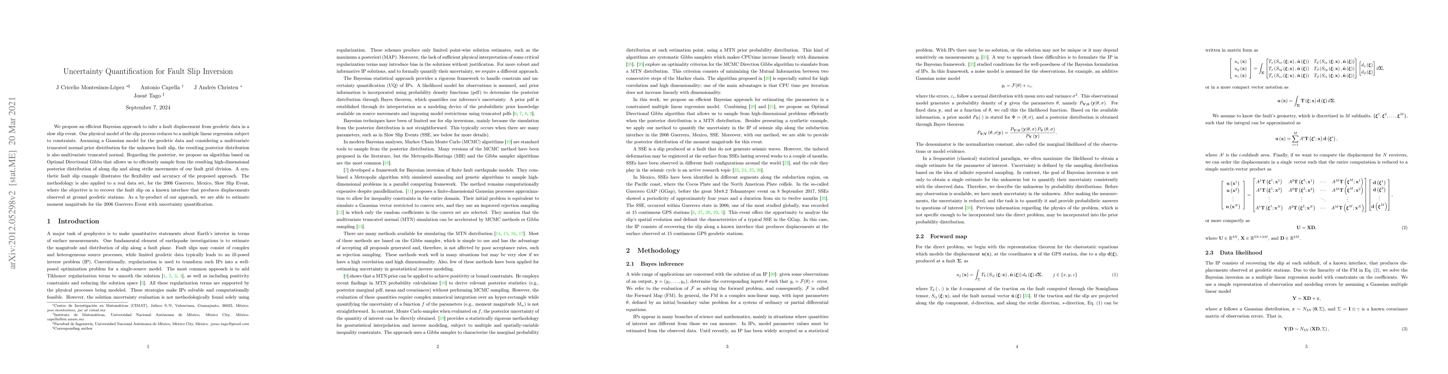 Thumbnail for Uncertainty quantification for fault slip inversion
