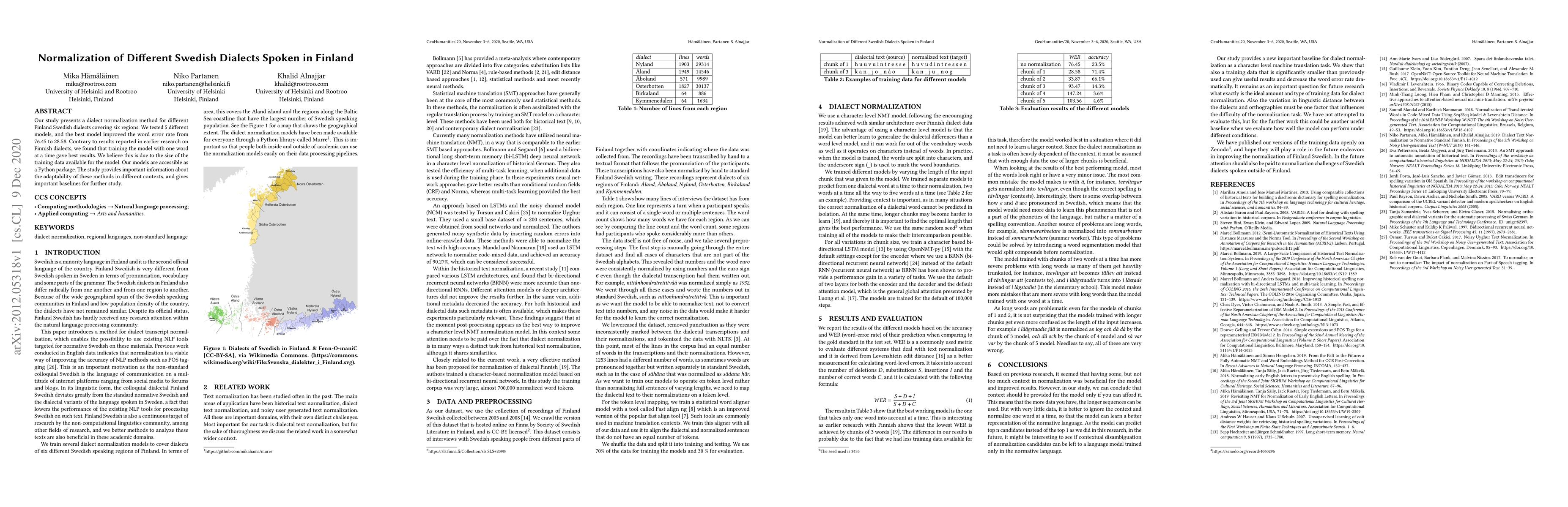 Thumbnail for Normalization of Different Swedish Dialects Spoken in Finland